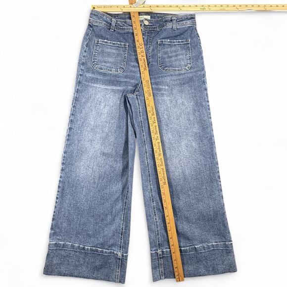 OAT New York Tailored Wide Leg Crop Blue Jeans 12 31 Minimalist Elevated Casual - Picture 8 of 9